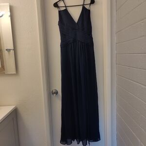 Davids Bridal Plunging V-Neck Crinkle Chiffon Bridesmaid Dress Size  8